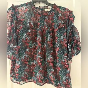 LOFT Clip Dot Floral Blouse
